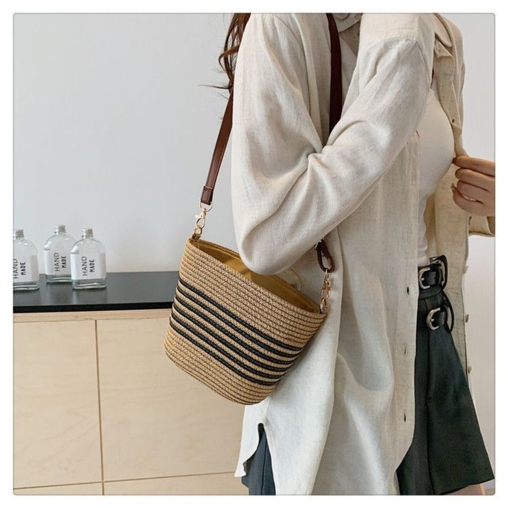 Coastal Stripe Bucket Tote - Image 3