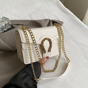 Croc-Embossed Top-Handle Handbag
