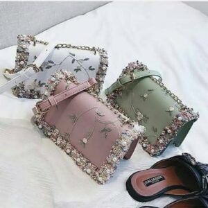 Floral Embroidery Mini Chain Bag