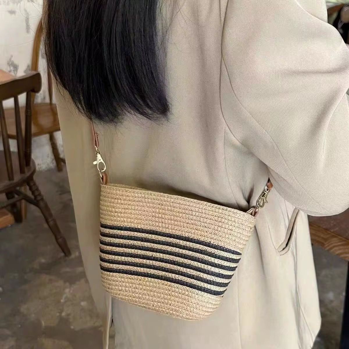 Coastal Stripe Bucket Tote - Image 12